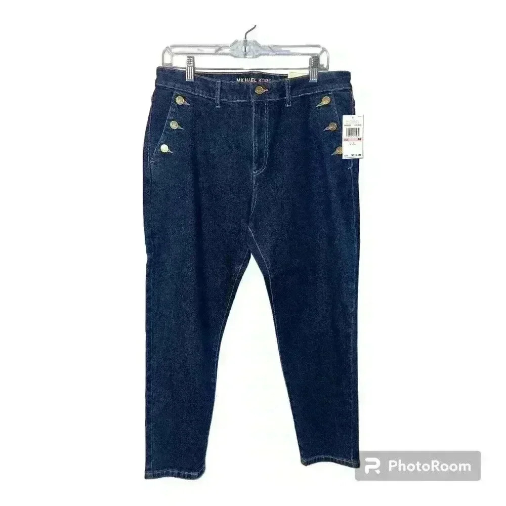 Michael Kors Dark Indigo Skinny High Rise Ankle Jeans, Womens Size 10